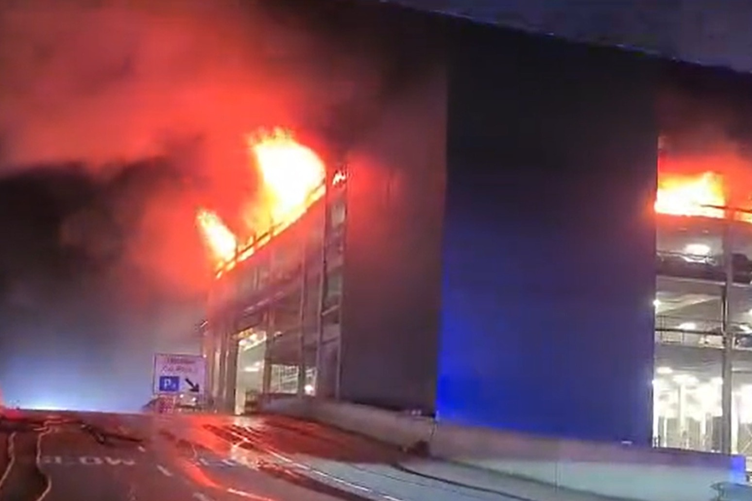 Luton Airport closed as fire rips through car park 